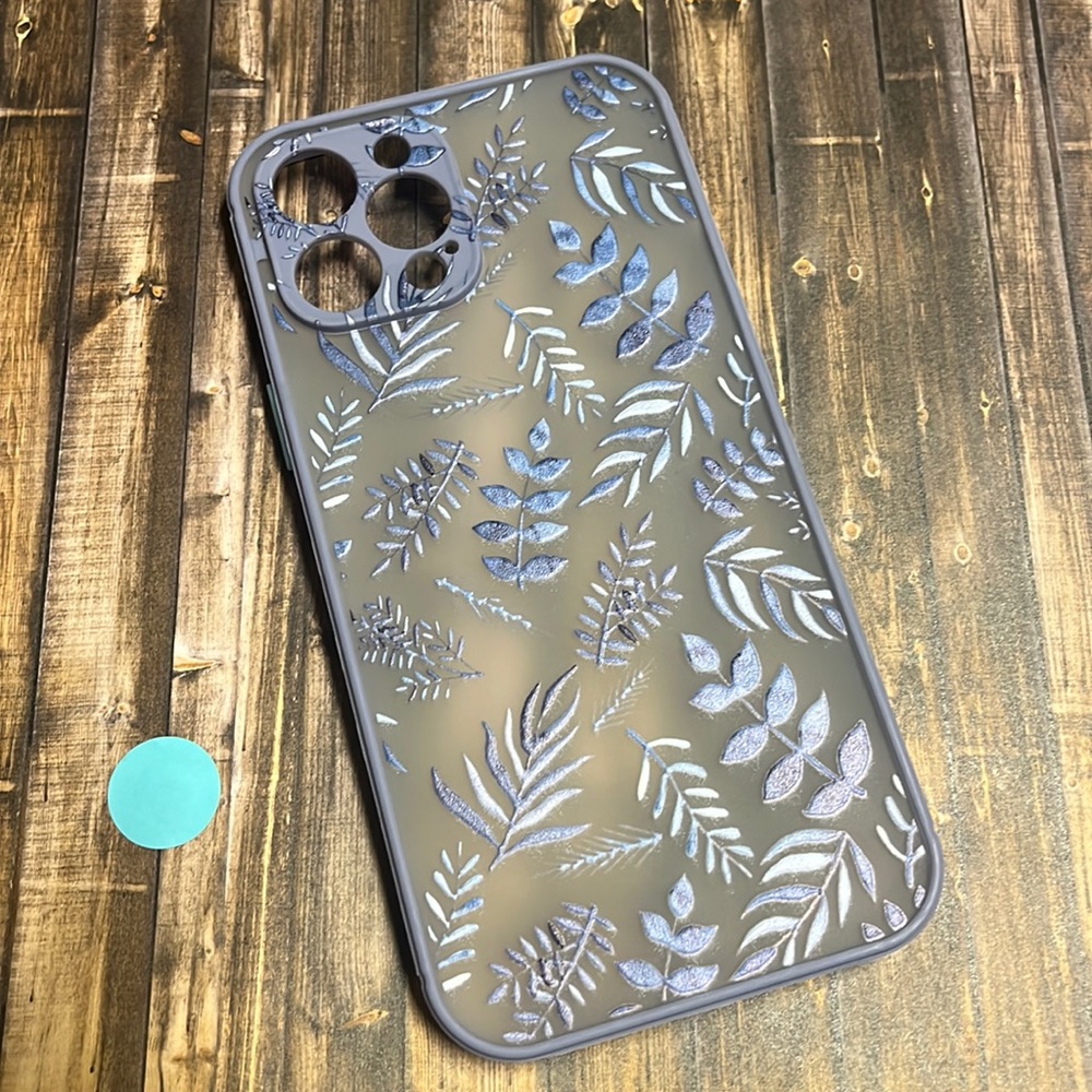 5for$10 iPhone 12 Pro Max 6.7 Phone Case Hazy case With Blue Flora Leaf NWT